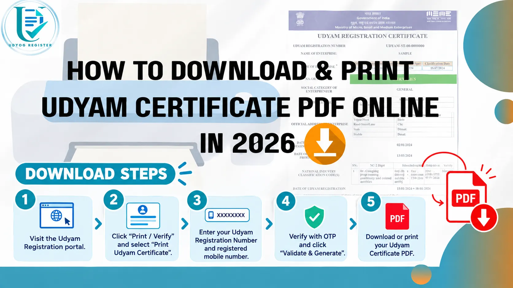 Download and print Udyam Registration Certificate PDF online in 2026